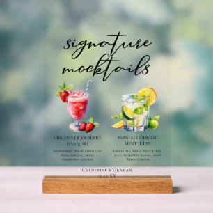 Aardbei Daiquiri Mint Julep Signature Mocktails Acryl Bord