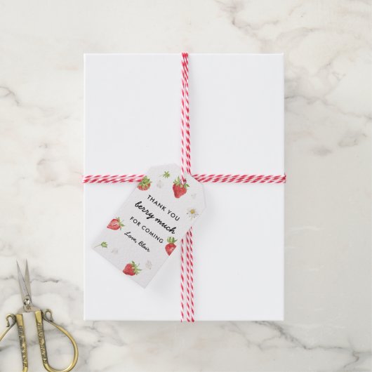 Aardbei Dank Je Veel Cadeaulabel (Met Touw)