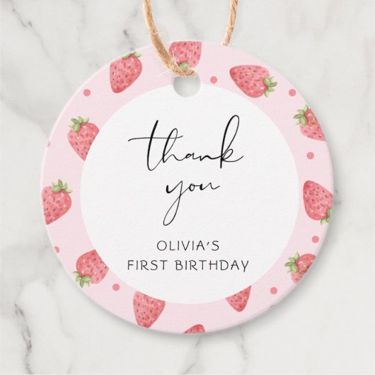 Aardbei Dank u Berry Favor Gift Labels (Voorkant)