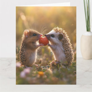 Aardbei delen - Schattige egel en muis Kaart
