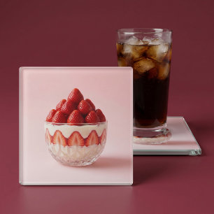 Aardbei dessert glazen onderzetter