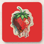 aardbei-drankachtbaan bier onderzetter (Voorkant)