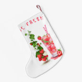 Aardbei Drink Christmas Stocking aangepaste tekst Kleine Kerstsok (Achterkant (Hangend))