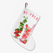 Aardbei Drink Christmas Stocking aangepaste tekst Kleine Kerstsok (Voorkant (Hangend))