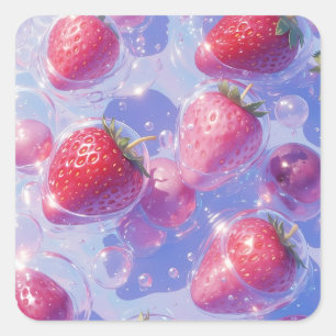 aardbei-druif-splash vierkante sticker