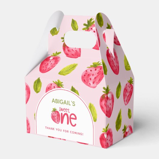Aardbei eerste 1e verjaardag bedankdoosjes (Achterkant)