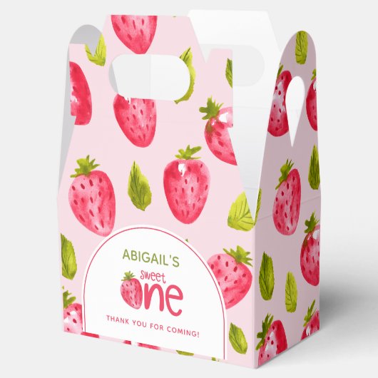 Aardbei eerste 1e verjaardag bedankdoosjes (Geopend)