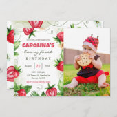 Aardbei eerste foto Verjaardag Kaart (Voorkant / Achterkant)