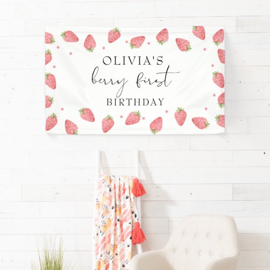 Aardbei Eerste Verjaardag 1e Berry Zoet Spandoek (Insitu)