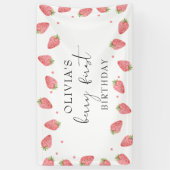 Aardbei Eerste Verjaardag 1e Berry Zoet Spandoek (Verticaal)