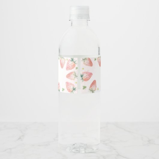 Aardbei eerste verjaardag 1e waterfles etiket (Achterkant)