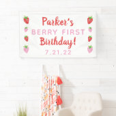Aardbei Eerste Verjaardag Banner Berry met datum (Insitu)