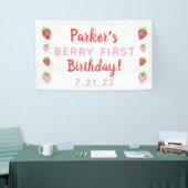 Aardbei Eerste Verjaardag Banner Berry met datum (Beurs)