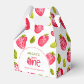 Aardbei eerste verjaardag bedankdoosjes (Voorkant Zijde)