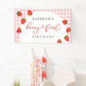 Aardbei Eerste Verjaardag Roze Berry 1st Spandoek (Insitu)