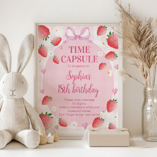 Aardbei Eerste Verjaardag Tijdcapsule Bord Poster