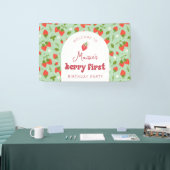Aardbei Eerste Verjaardagsfeest Backdrop Spandoek (Beurs)