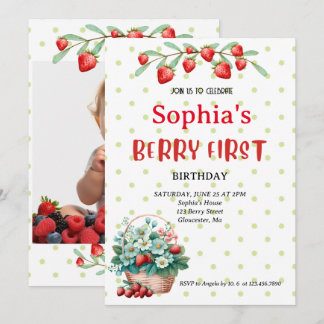 Aardbei Eerste Verjaardagsfeestje Berry 1e foto in Kaart
