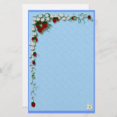 Aardbei en bloemen briefpapier (Voorkant / Achterkant)