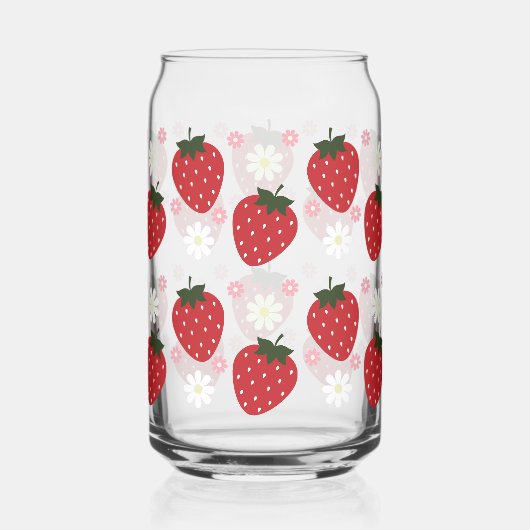 Aardbei en Bloemen Daisy Blikvorm Glas (Achterkant)