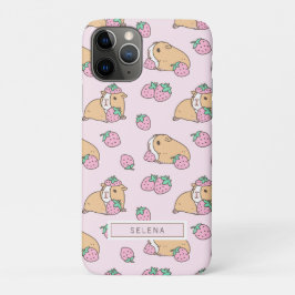 Aardbei en cavia roze iPhone 11 pro hoesje