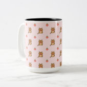 aardbei- en chipmunkpatroon tweekleurige koffiemok (Voorkant links)