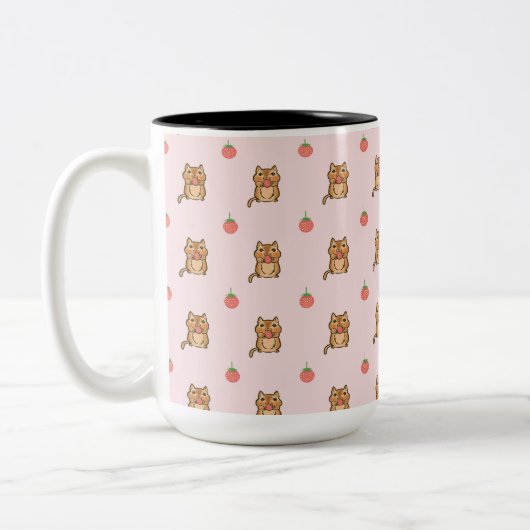 aardbei- en chipmunkpatroon tweekleurige koffiemok (Links)