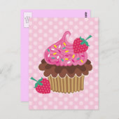 Aardbei en chocolade Cupcake Briefkaart (Voorkant / Achterkant)