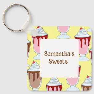 Aardbei en chocolade milkshakes sleutelhanger