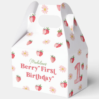 Aardbei en Daisy Berry eerste verjaardag Bedankdoosjes
