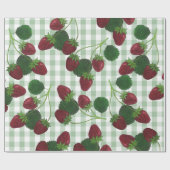Aardbei- en gingham-pakpapier cadeaupapier (Vlak)