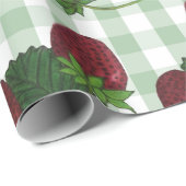 Aardbei- en gingham-pakpapier cadeaupapier (Rol Hoek)