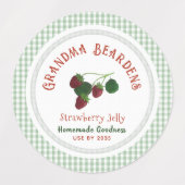 Aardbei en Gingham Voedseletiketten Labels (Design 1)