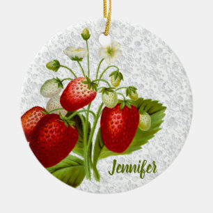Aardbei en Kant Keramisch Ornament