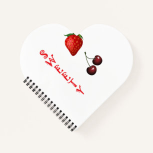 Aardbei en kers Eenvoudige kleurrijke vruchten Notitieboek