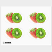 aardbei en kiwi ovale sticker (Vel)