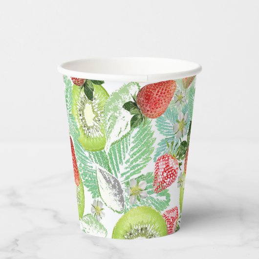 Aardbei en kiwi papieren bekers (Rechts)