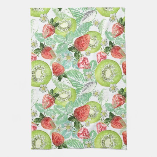 Aardbei en kiwi theedoek (Verticaal)