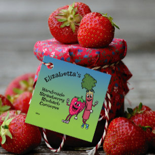 Aardbei en rabarber Pals Jam Pie Cobbler Bedankjes Labels