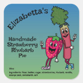 Aardbei en rabarber Pals Jam Pie Cobbler Vierkante Sticker (Voorkant)