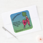 Aardbei en rabarber Pals Jam Pie Cobbler Vierkante Sticker (Envelop)