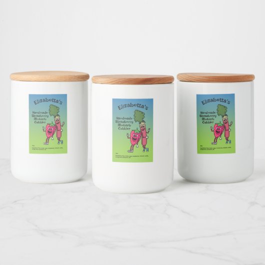 Aardbei en rabarber Pals Jam Pie Cobbler Voedselcontainer Etiket (Flessen)