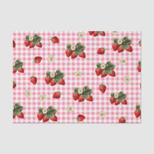 Aardbei en rode gingham schattig tissue papier