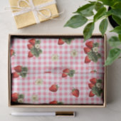 Aardbei en rode gingham schattig tissue papier (Geschenk)