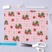 Aardbei en rode gingham schattig tissue papier (Craft)