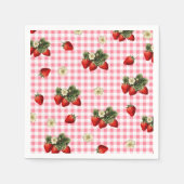 Aardbei en rode gingham schattige papieren servett servet (Voorkant)