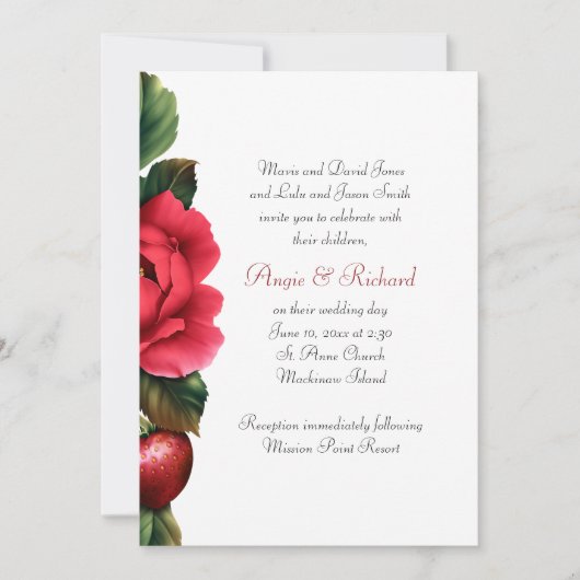 Aardbei en roodrozen kaart (Voorkant)