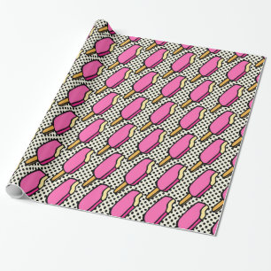Aardbei en Vanilla Icecream Popsicle Polka Dot Cadeaupapier
