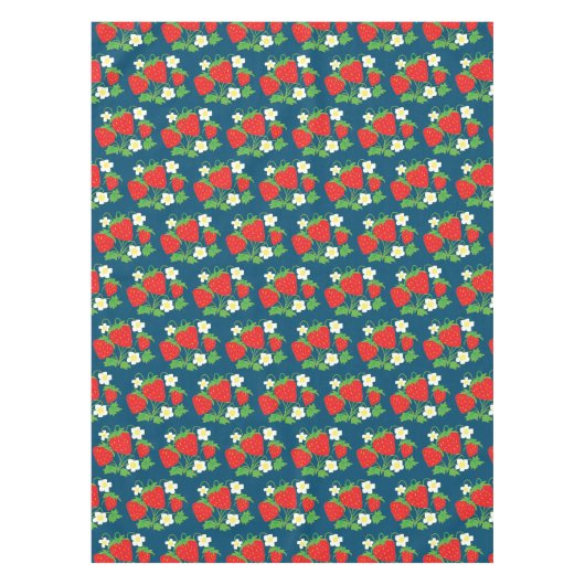 Aardbei en Vloerblauw Patroon Tafelkleed (Voorkant)