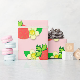 Aardbei en Vloerroze verpakkingspapier Cadeaupapier